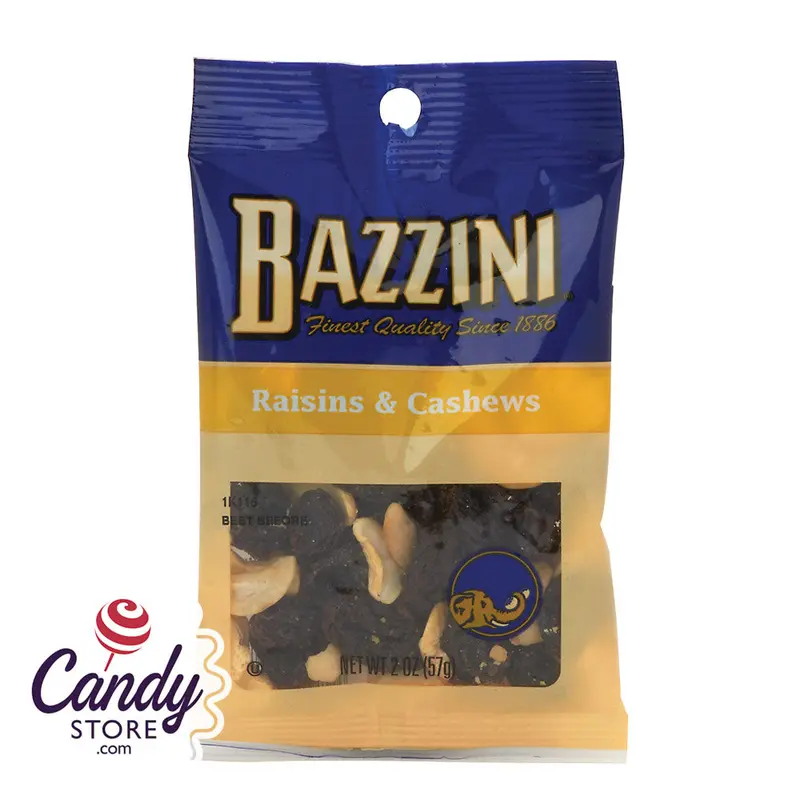 Bazzini Raisins & Cashews 2oz Peg Bags - 12ct