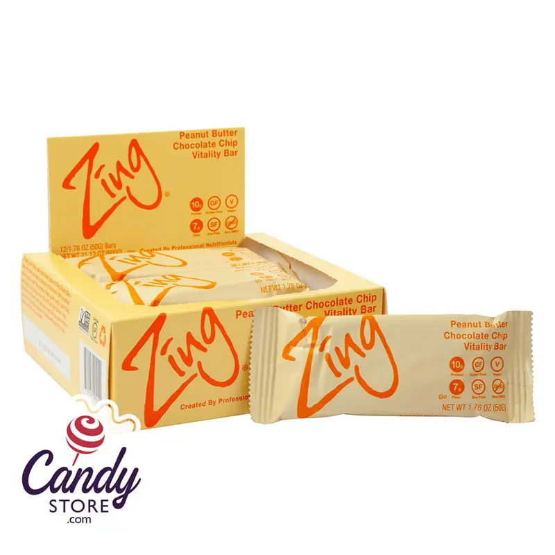 Zing Bar Peanut Butter Chocolate Chip 1.76oz - 12ct