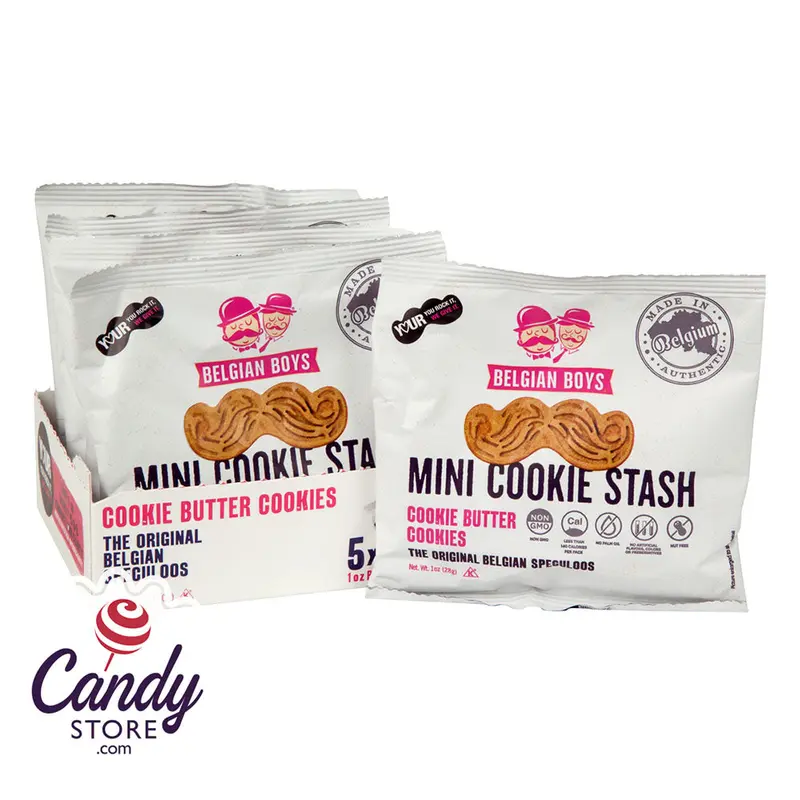 Belgian Boys Mini Cookie Stash Mustache Cookies 1oz Bag - 8ct