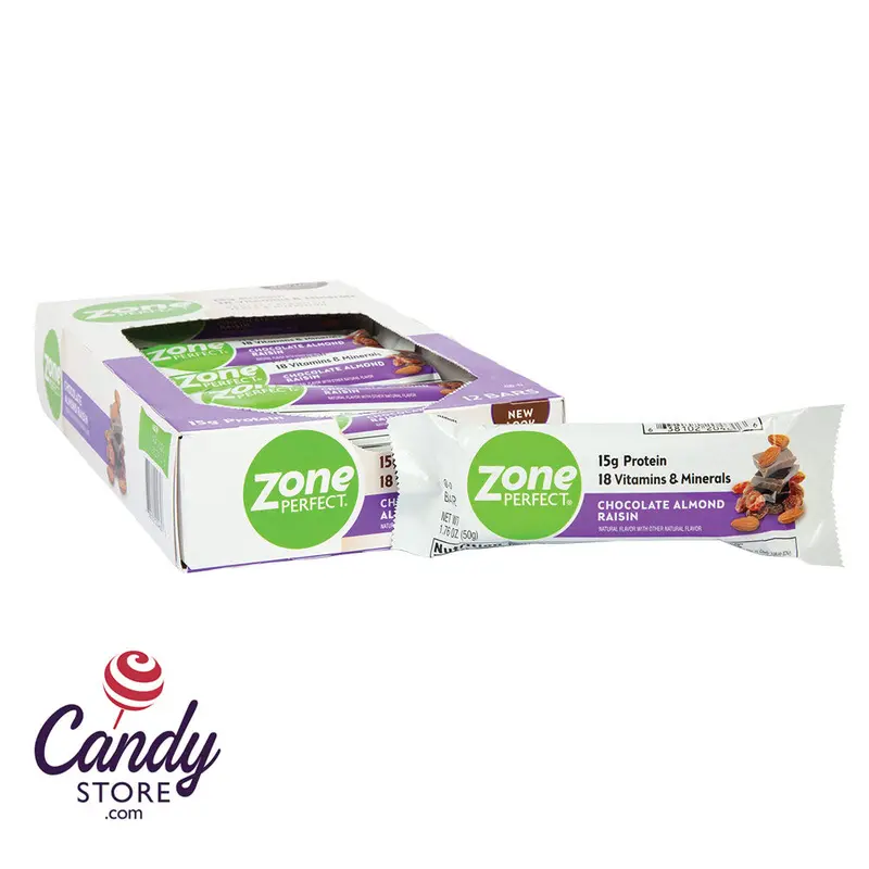 Zone Bars Chocolate Almo Raisin Bar 1.76oz - 12ct