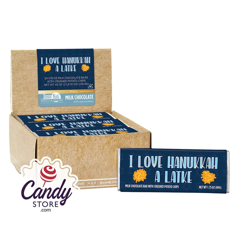 Amusemints Hanukkah Love A Latke Milk Chocolate With Potato Chips 1.75oz Bar - 21ct