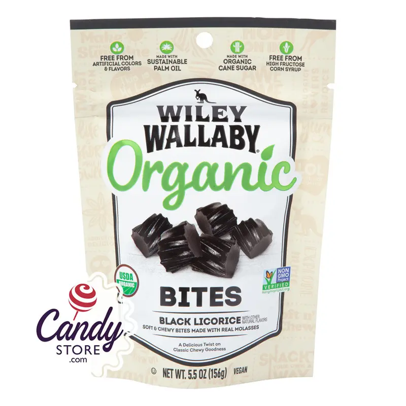 Black Liquorice Organic Bites Wiley Wallaby - 8ct Peg Bags