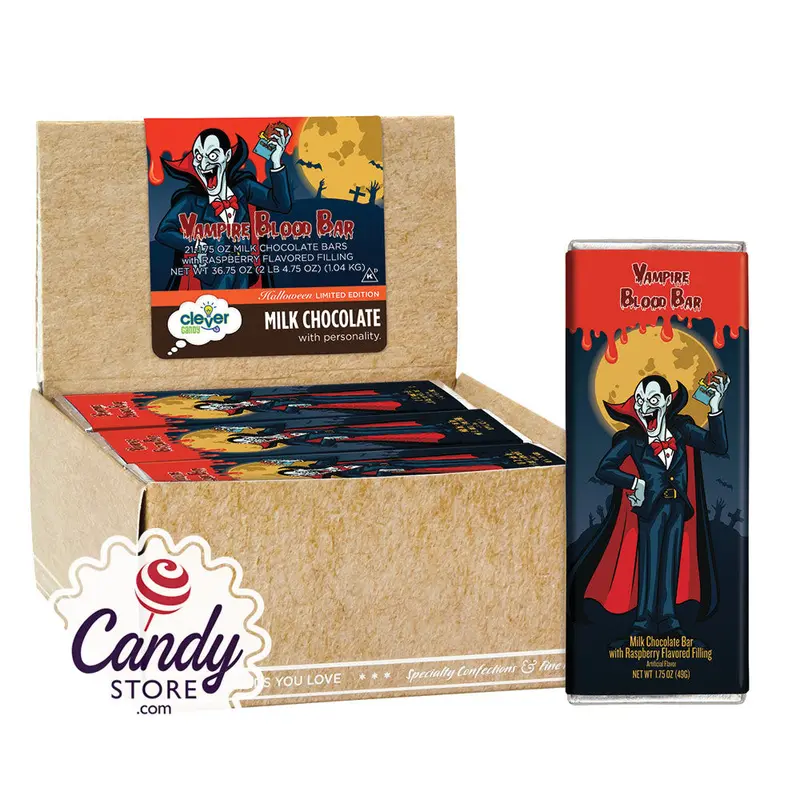 Vampire Blood Milk Chocolate Red Gooey Center 1.75oz Bar - 21ct