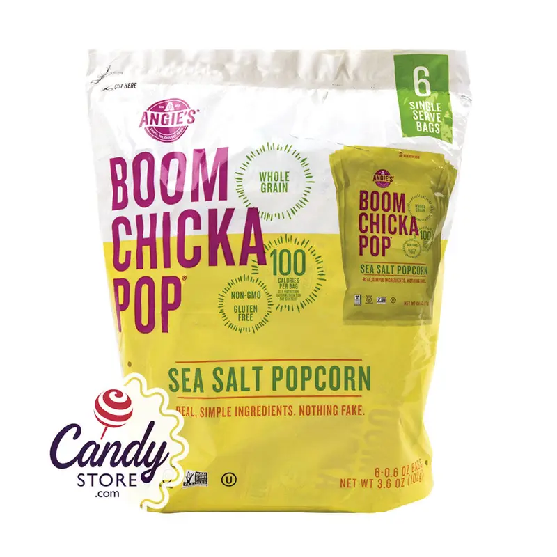 Angie's Boomchickapop Sea Salt Popcorn Snack Pack 6oz Pouch - 4ct