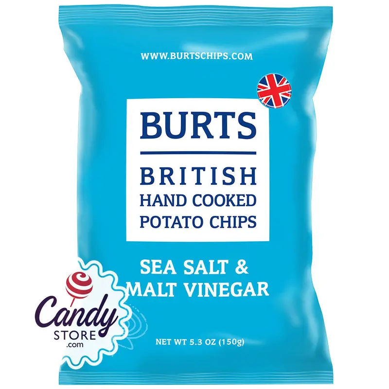 Burts Sea Salt And Malted Vinegar Chips 5.3oz Bags - 10ct