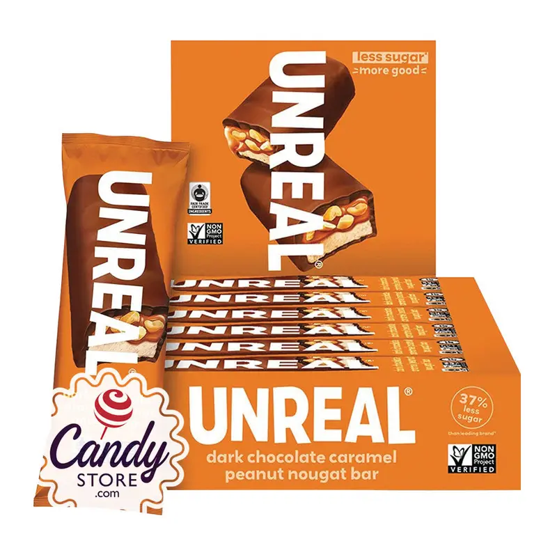 Unreal Dark Chocolate Caramel Peanut Nougat Bar 1.2oz - 12ct