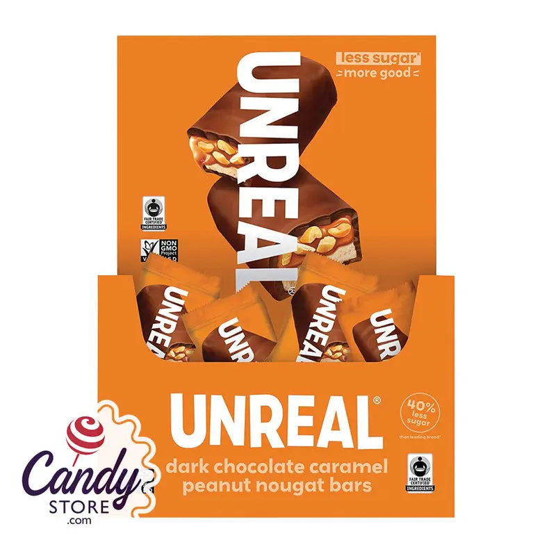Unreal Dark Chocolate Peanut Nougat Bar - 30ct