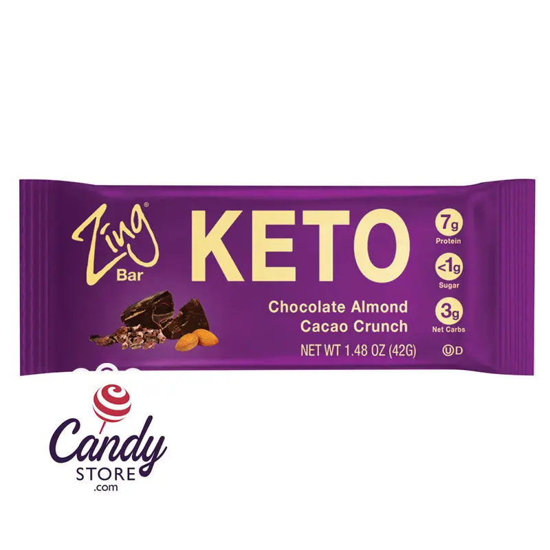 Zing Keto Bar Chocolate Almond Cacao Crunch 1.41oz - 144ct