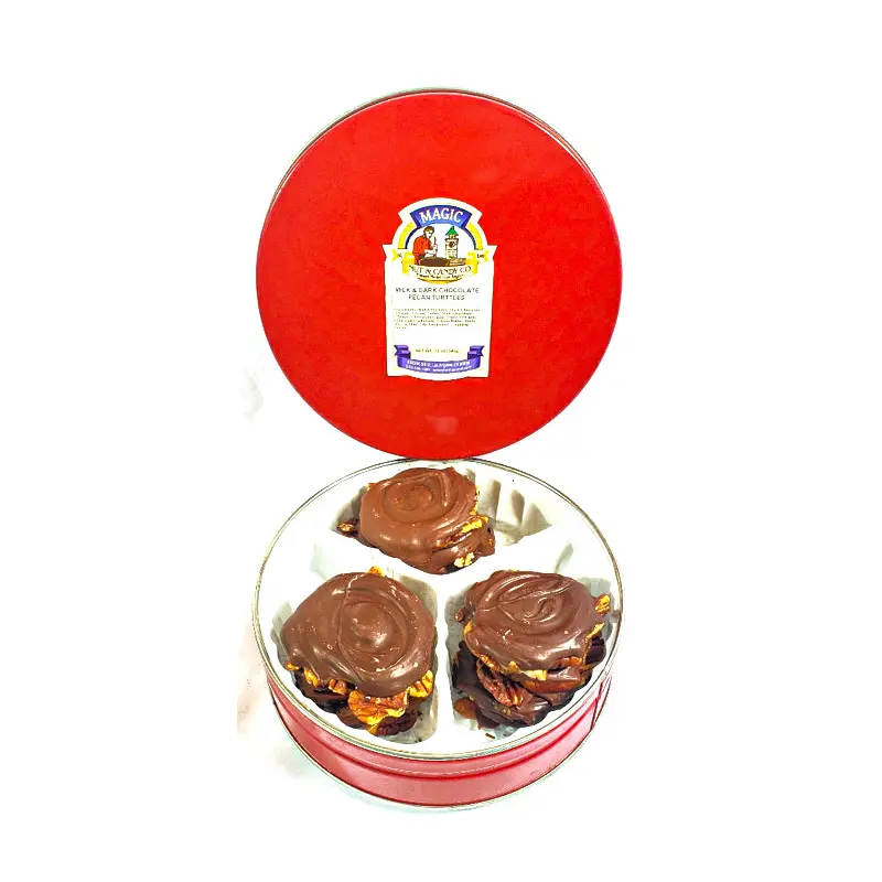 12 Oz Milk and Dark Chocolate Pecan Turtle Tin