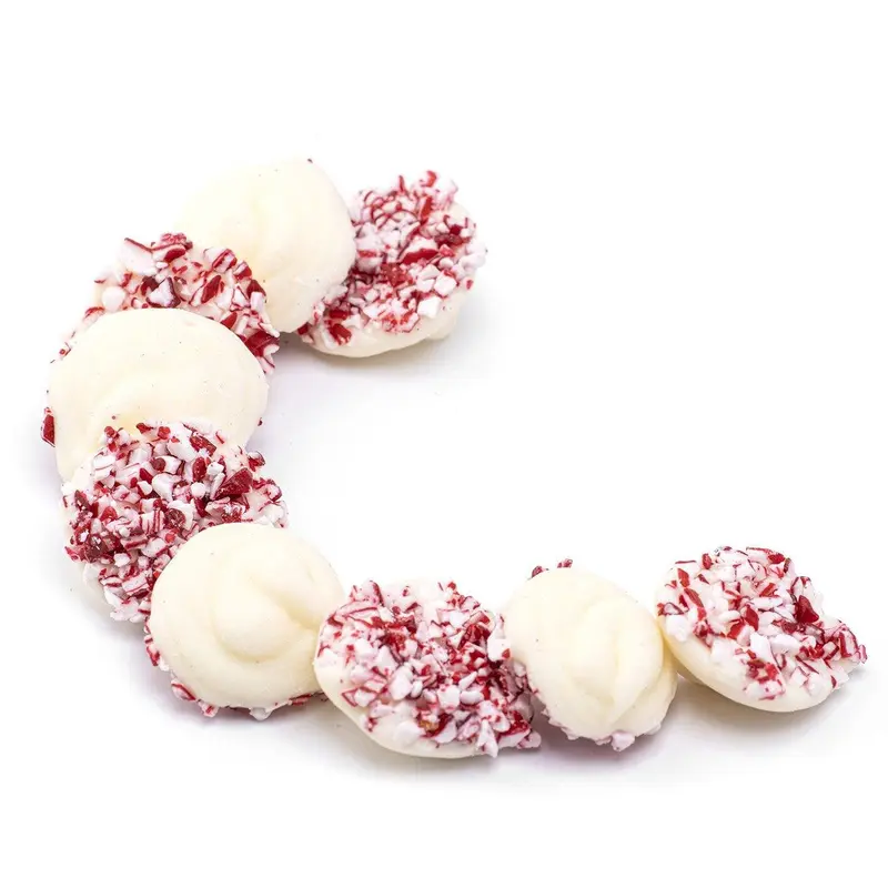 WHITE CHOCOLATE PEPPERMINT NONPAREILS