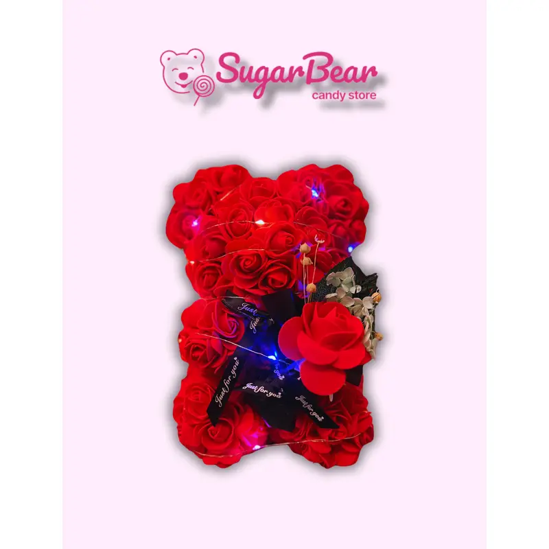 Petite Passion: Small Red Rose Bear with Bouquet for Valentine's