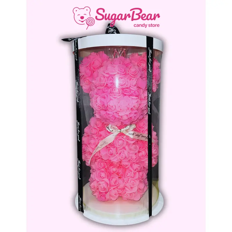 Valentine's Day Rose Bear Gift: Large Pink Rose Bear