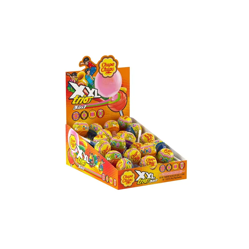 Chupa Chups XXL Trio Bubble Gum Filled Lollipops 48 ct.