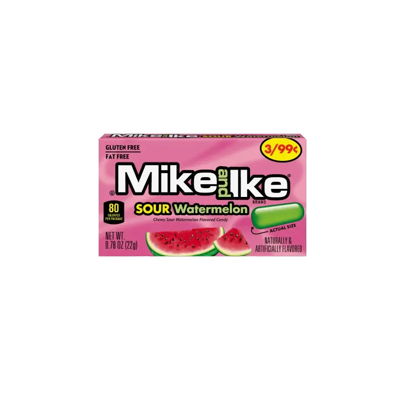 Mike and Ike Sour Watermelon 0.78 oz. Box 24 ct.