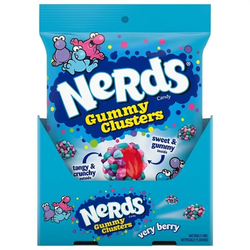 Nerds Clusters Very Berry 5 oz peg bag. 12 ct.