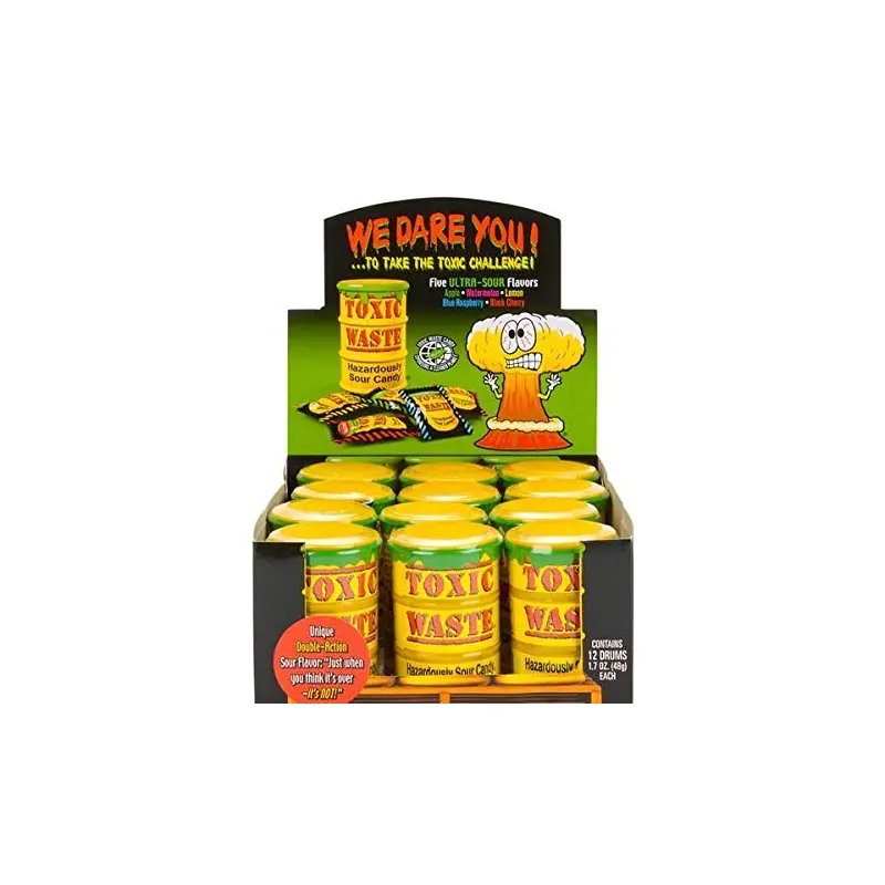 Toxic Waste Super Sour Candy Yellow Drums 12 ct.