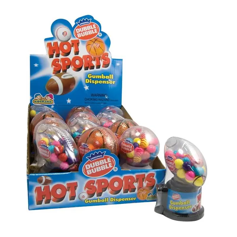 Dubble Bubble Hot Sports Gumball Dispenser 12 ct.