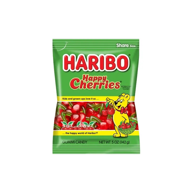 Haribo Happy Cherries Gummi Candy Peg Bag 5oz. 12 ct.