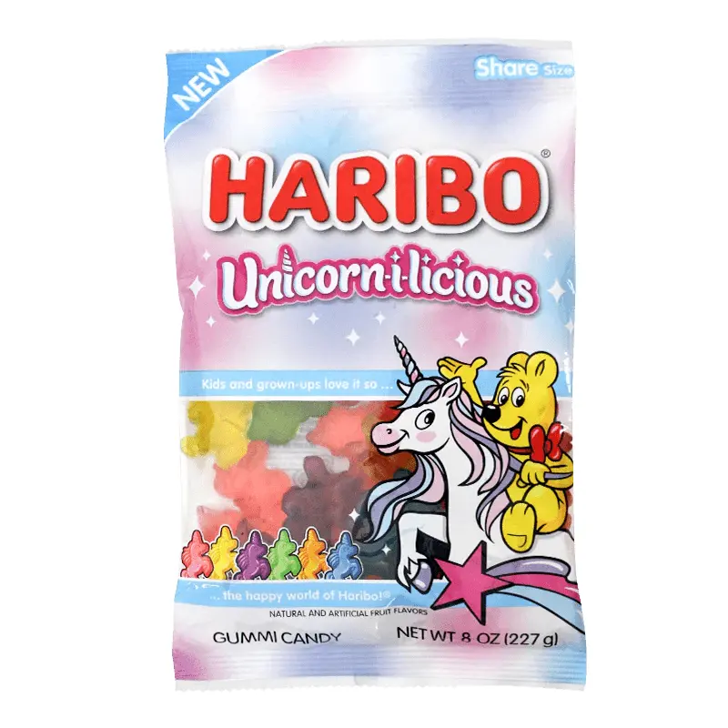 Haribo Unicorn-i-licioius Gummi Candy Peg Bag 5oz. 12 ct.