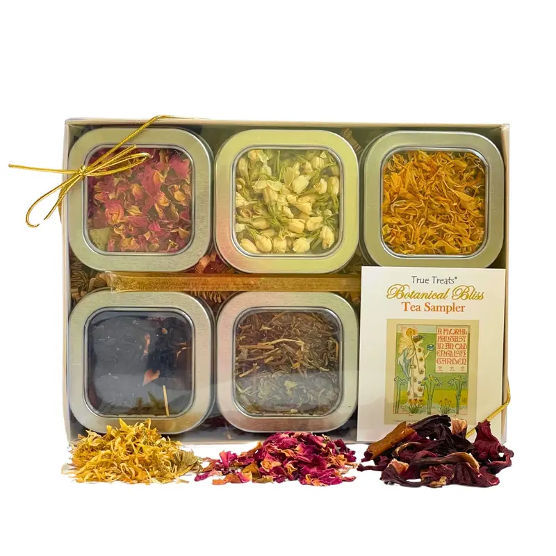 Botanical Bliss Tea Sampler-  25+ cups w/Tea Guide Honey Sticks