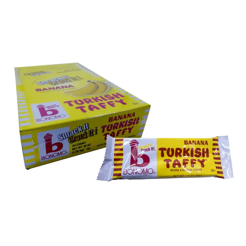 Bonomo Turkish Taffy Banana 1.5oz Bar or 24 Count Box
