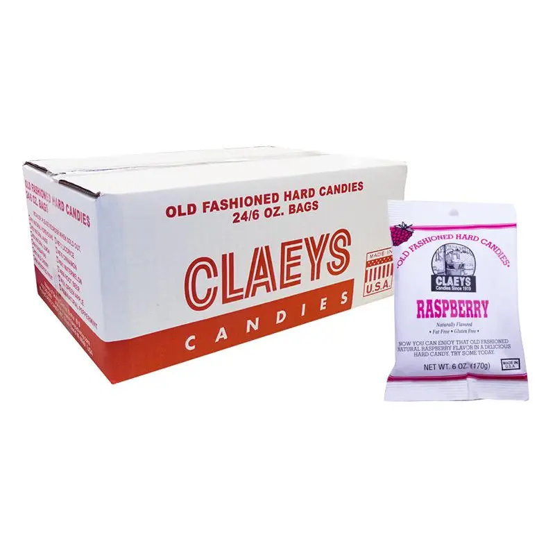 Claeys Candy Raspberry 6oz Bag or 24 Count Box