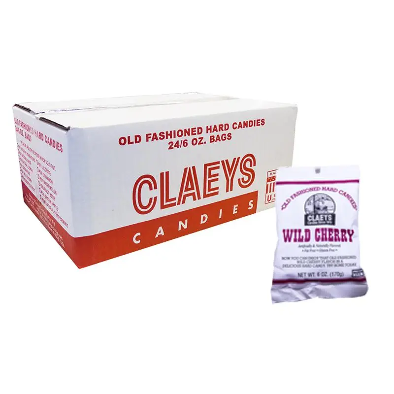 Claeys Candy Wild Cherry 6oz Bag or 24 Count Bag