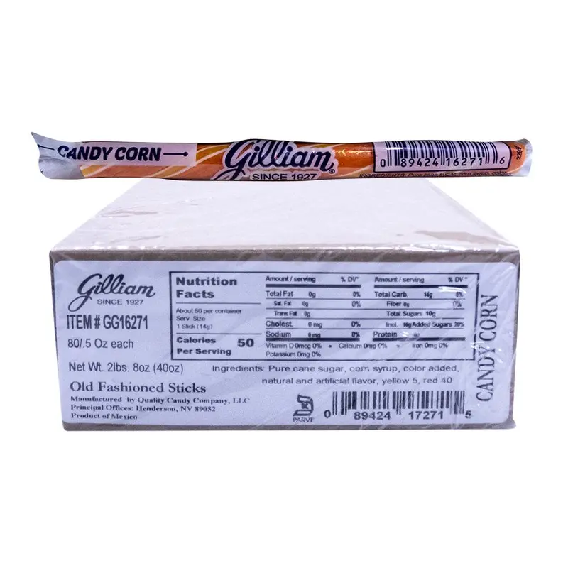 DISCONTINUED ITEM - Gilliam .5oz Candy Sticks Candy Corn 80 Count Box