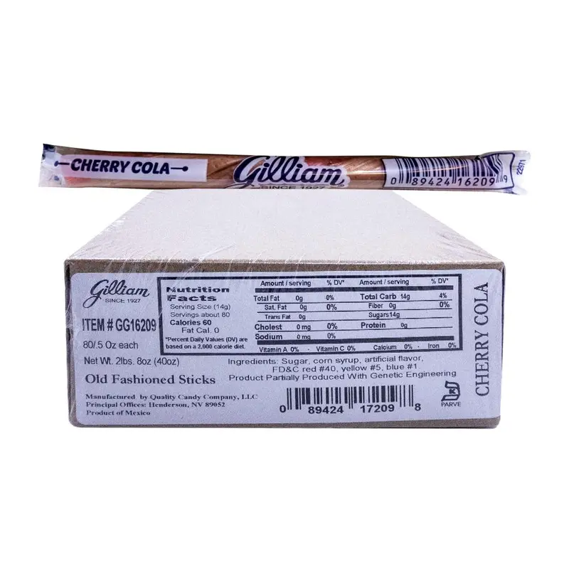 DISCONTINUED ITEM - Gilliam .5oz Candy Sticks Cherry Cola 80 Count Box