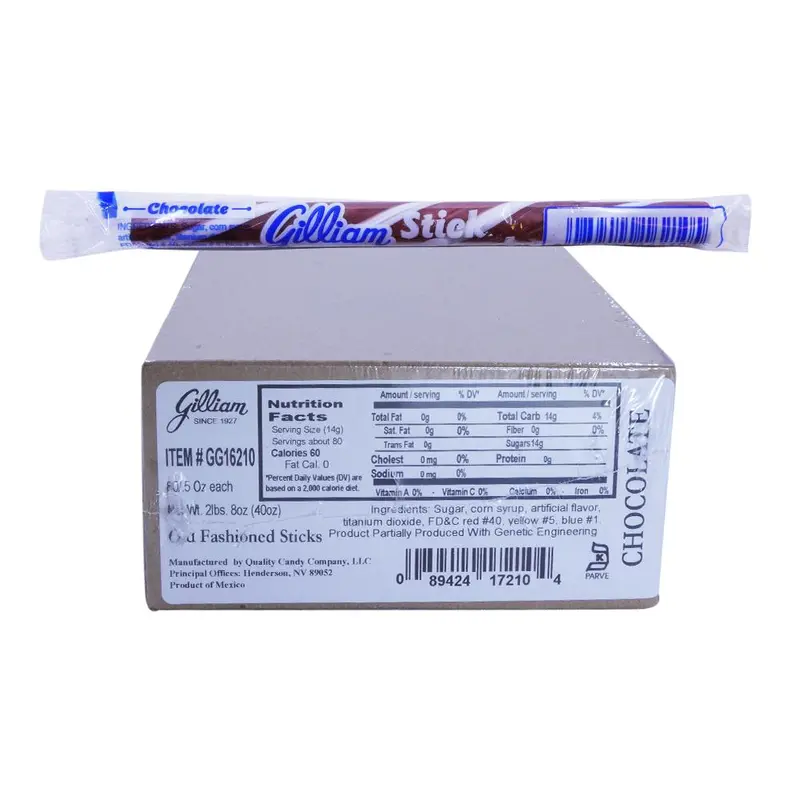 DISCONTINUED ITEM - Gilliam .5oz Candy Sticks Chocolate 80 Count Box