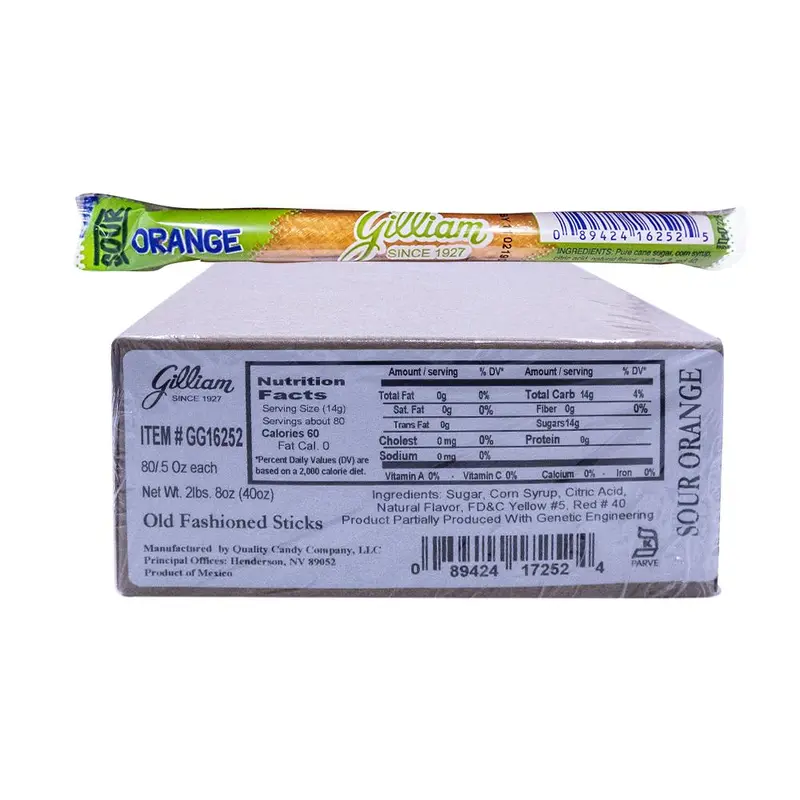 DISCONTINUED ITEM - Gilliam .5oz Candy Sticks Sour Orange 80 Count Box
