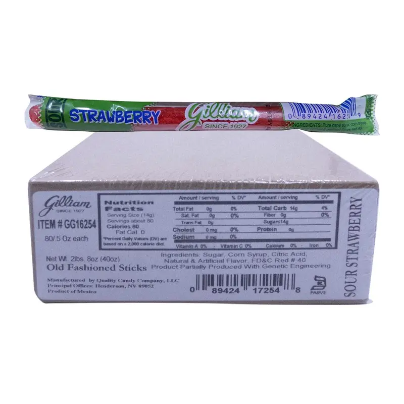 DISCONTINUED ITEM - Gilliam .5oz Candy Sticks Sour Strawberry 80 Count