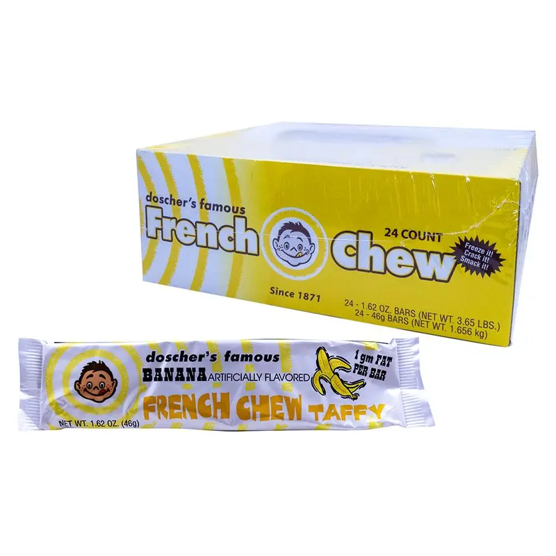 Doscher's Banana French Chew Taffy 1.5oz Bar or 24 Count Box
