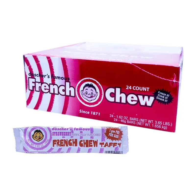 Doscher's Strawberry French Chew Taffy 1.5oz Bar or 24 Count Box