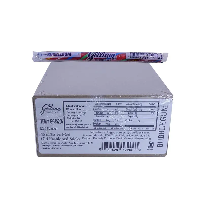 Gilliam .5oz Candy Sticks Bubblegum 80 Count Box