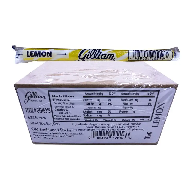 Gilliam .5oz Candy Sticks Lemon 80 Count Box