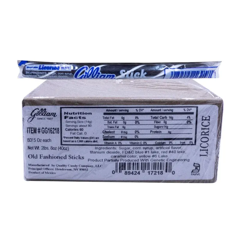Gilliam .5oz Candy Sticks Licorice 80 Count Box