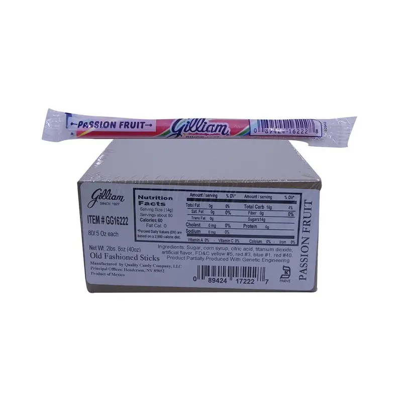 Gilliam .5oz Candy Sticks Passion Fruit 80 Count Box