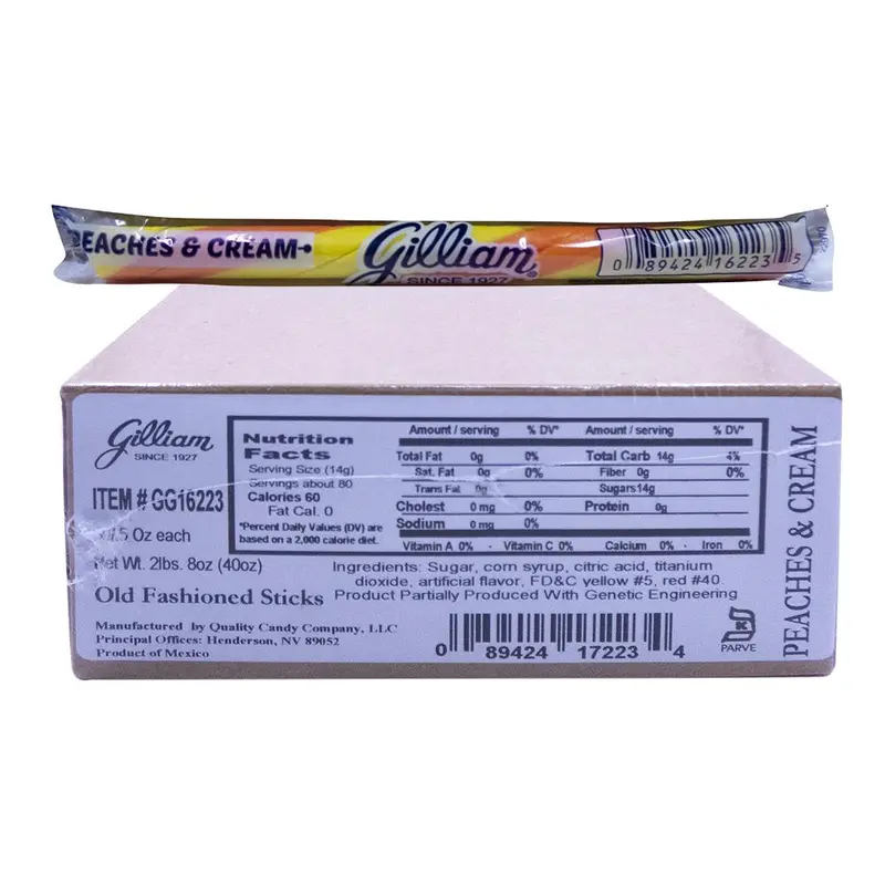 Gilliam .5oz Candy Sticks Peaches and Cream 80 Count Box