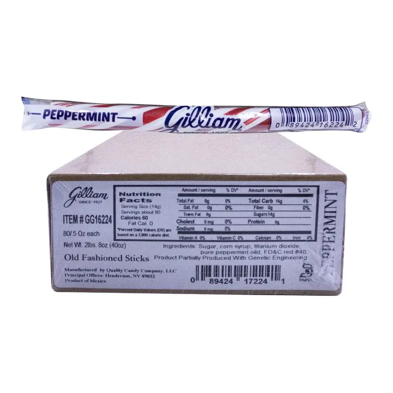 Gilliam .5oz Candy Sticks Peppermint 80 Count Box