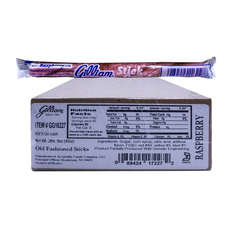Gilliam .5oz Candy Sticks Raspberry 80 Count Box