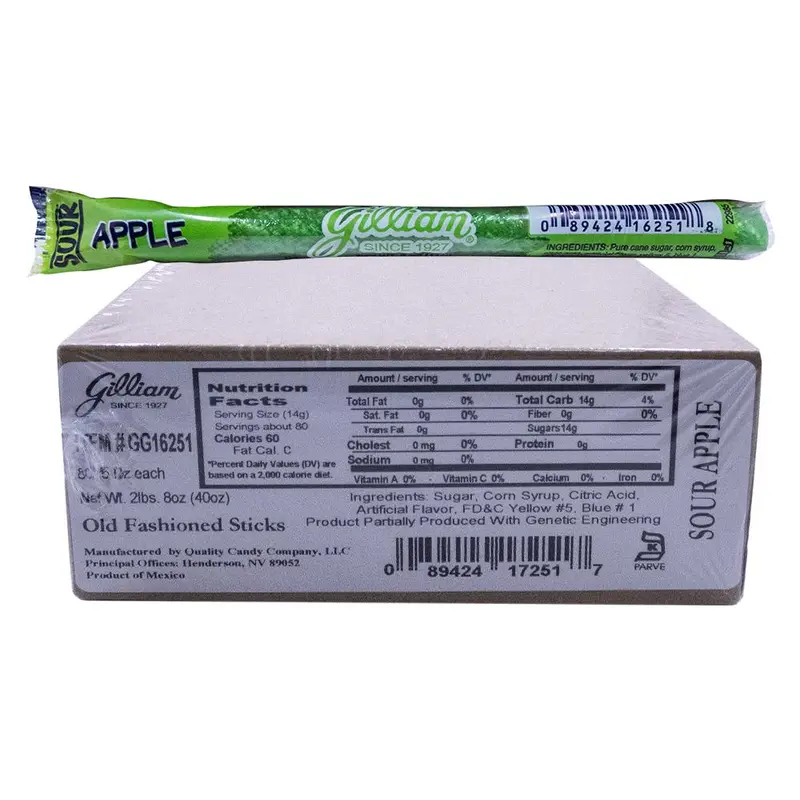 Gilliam .5oz Candy Sticks Sour Apple 80 Count Box