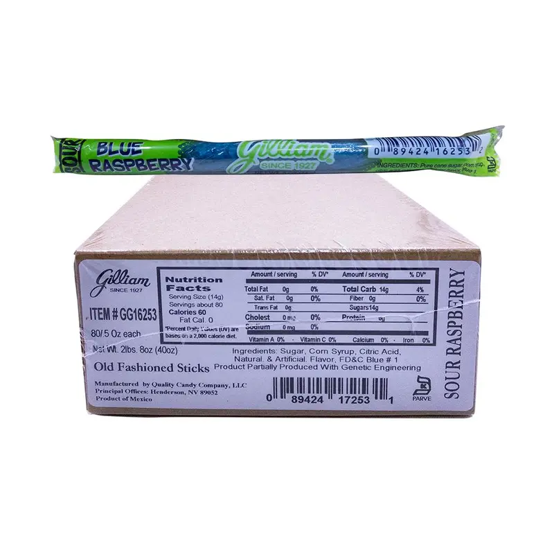Gilliam .5oz Candy Sticks Sour Blue Raspberry 80 Count Box