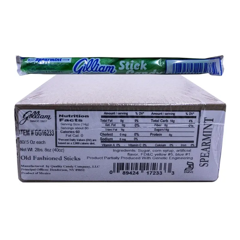 Gilliam .5oz Candy Sticks Spearmint 80 Count Box