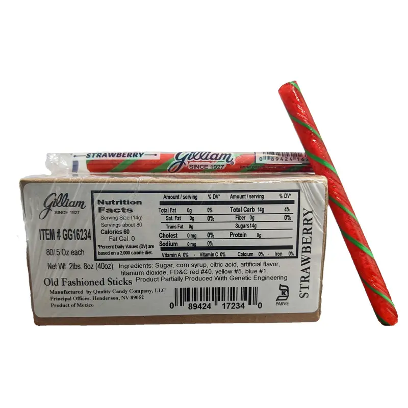 Gilliam .5oz Candy Sticks Strawberry 80 Count Box