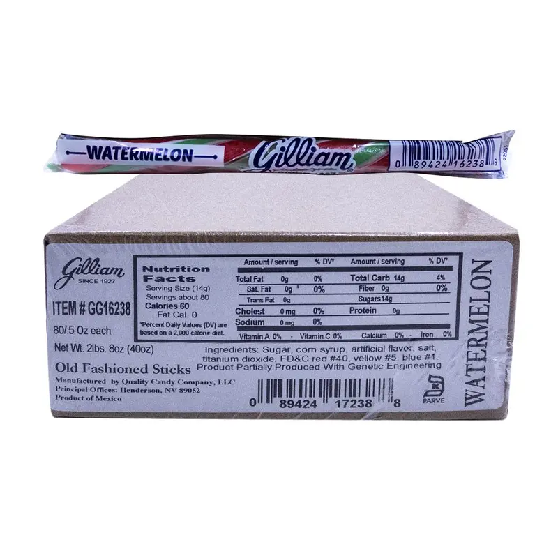 Gilliam .5oz Candy Sticks Watermelon 80 Count Box