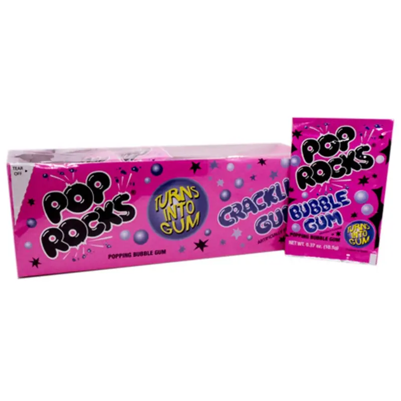 Pop Rocks Bubble Gum .33oz Pack or 24 Count Box