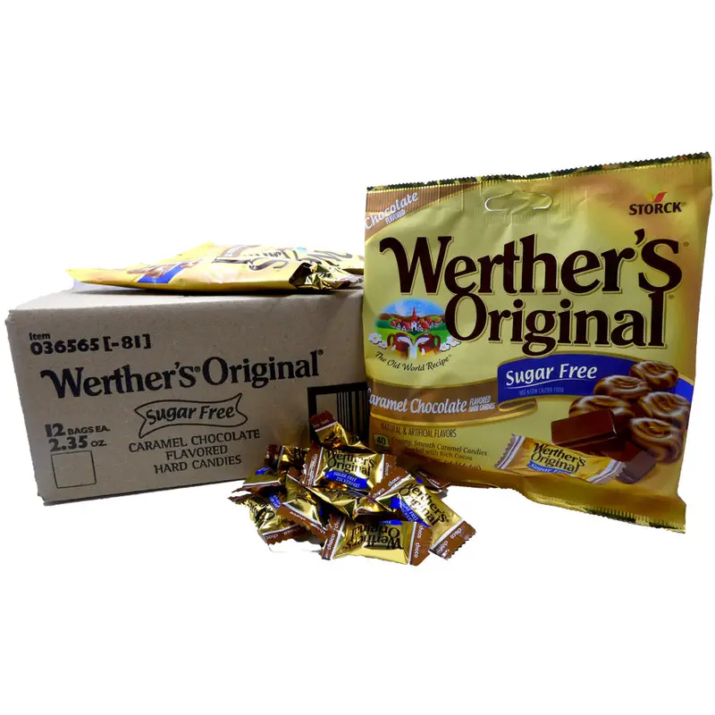 Werther's Original Sugar Free Caramel Chocolate 2.35 oz Bag or 12 Count Box