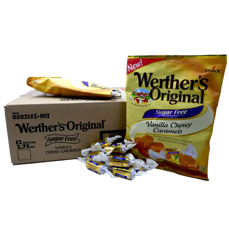 Werther's Original Sugar Free Chewy Caramel Vanilla 2.75 oz Bag or 12 Count Box