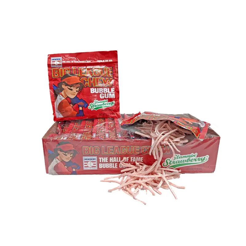 Big League Chew Slammin' Strawberry Gum 2.12oz Pack or 12 Count Box